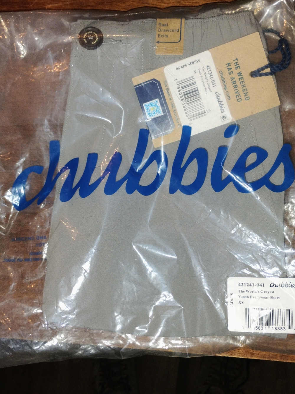 NWT Chubbies The World's Grayest Youth Everywear Short XS